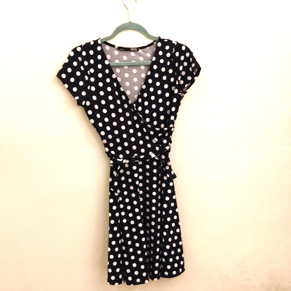 Polka dot dress navy blue